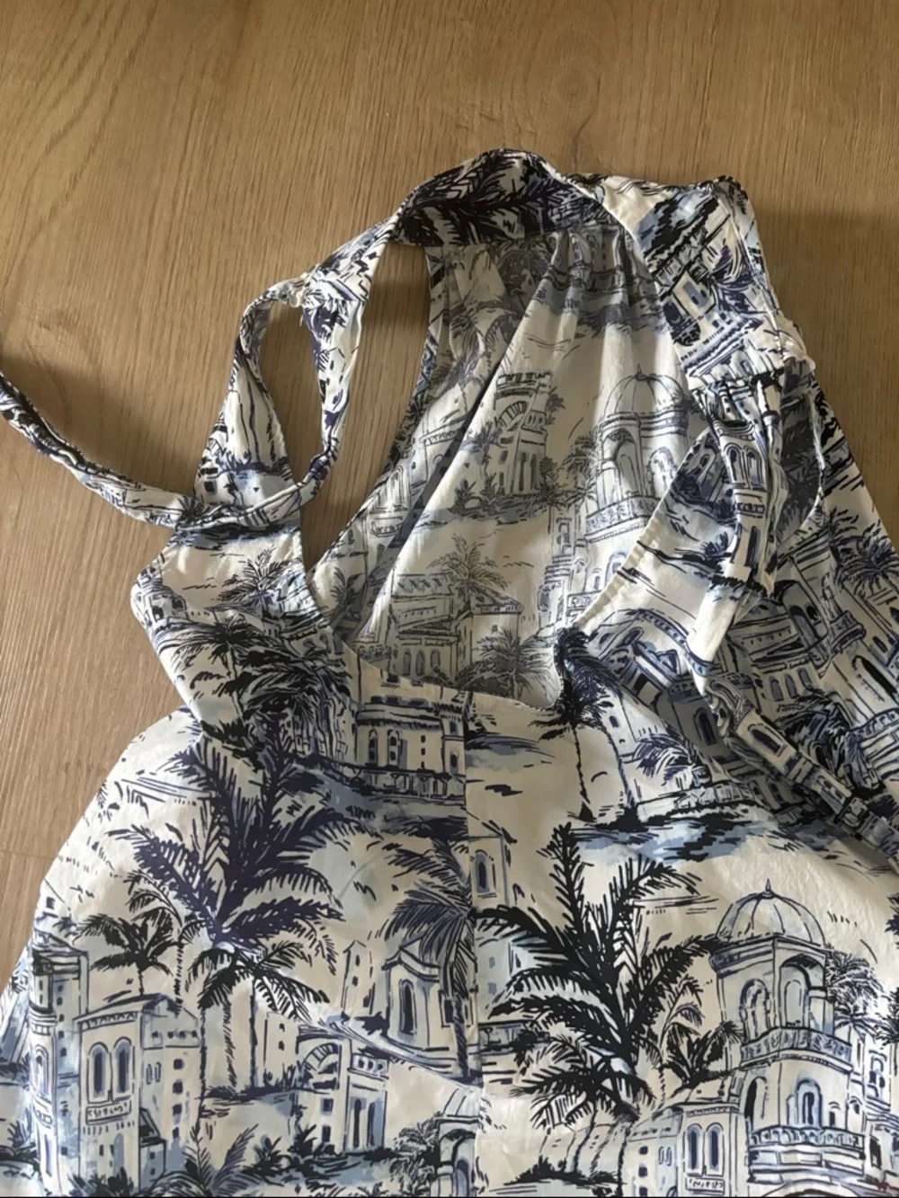 Calypso St. Barth Blue & White Tropical Print Halter Sundress size XS